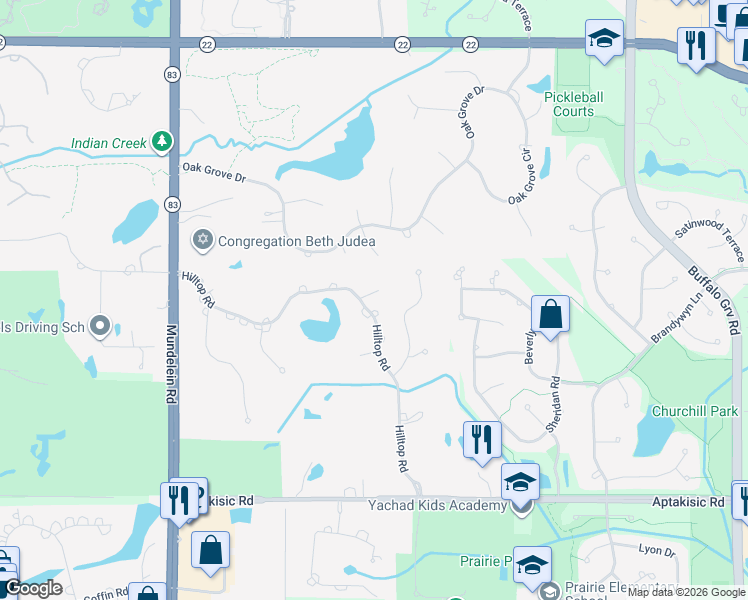 map of restaurants, bars, coffee shops, grocery stores, and more near 5248 Torrey Pine Circle in Long Grove