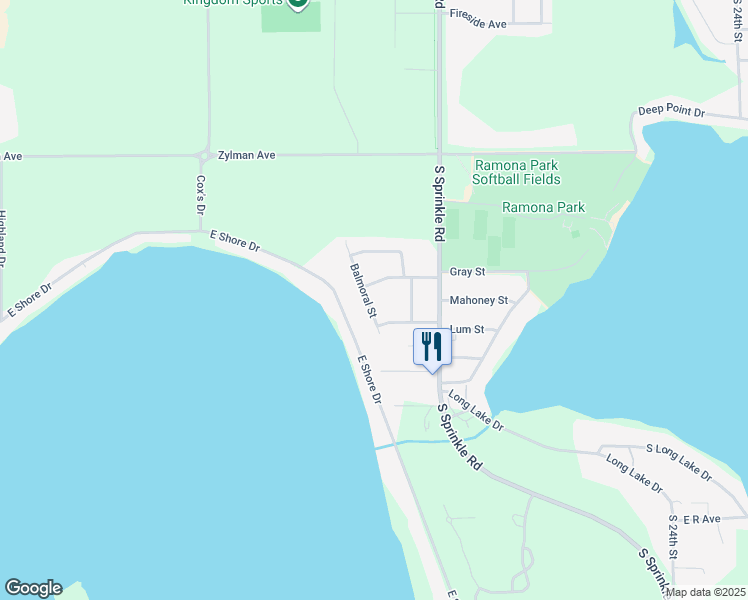 map of restaurants, bars, coffee shops, grocery stores, and more near 8811 Balmoral Street in Portage