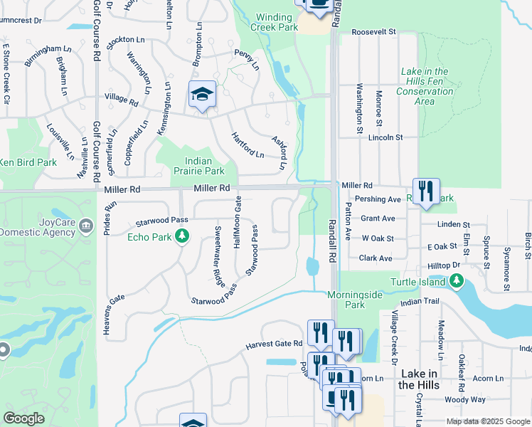 map of restaurants, bars, coffee shops, grocery stores, and more near 161 Northlight Passe in Lake in the Hills