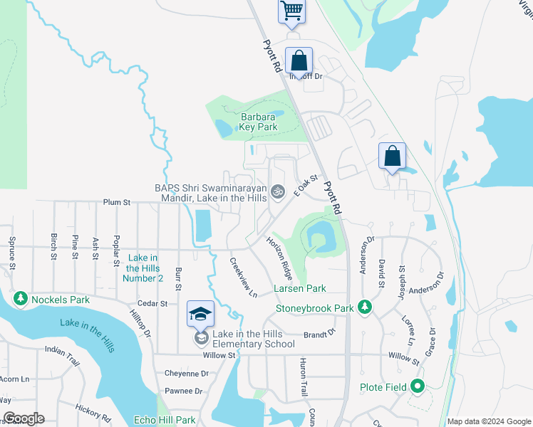 map of restaurants, bars, coffee shops, grocery stores, and more near 1301 Cunat Court in Lake in the Hills