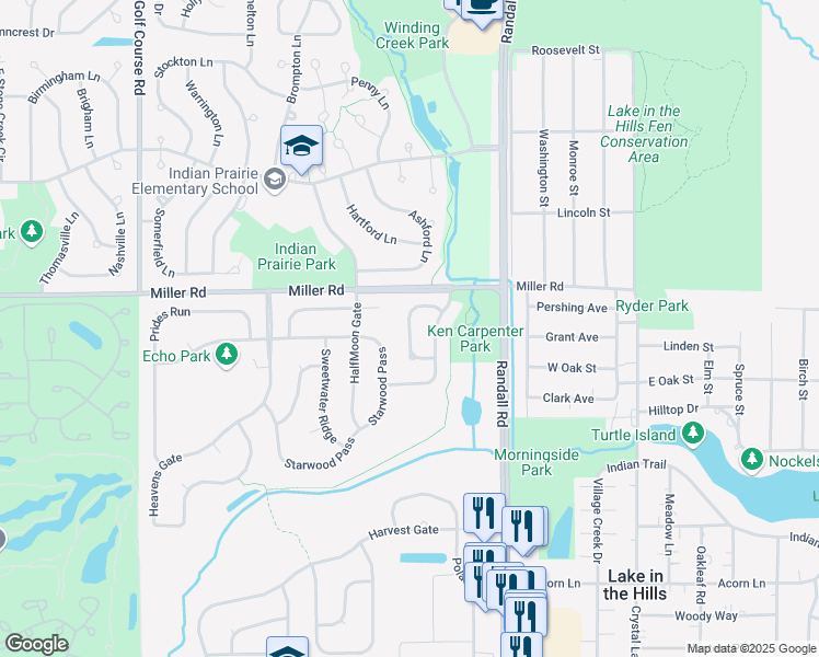 map of restaurants, bars, coffee shops, grocery stores, and more near 161 Northlight Passe in Lake in the Hills