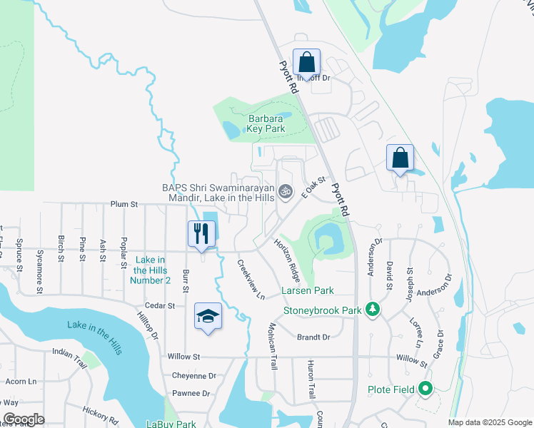 map of restaurants, bars, coffee shops, grocery stores, and more near 1315 Cunat Court in Lake in the Hills