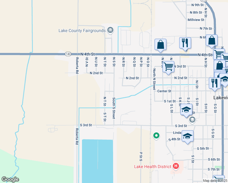 map of restaurants, bars, coffee shops, grocery stores, and more near 2 South S Street in Lakeview