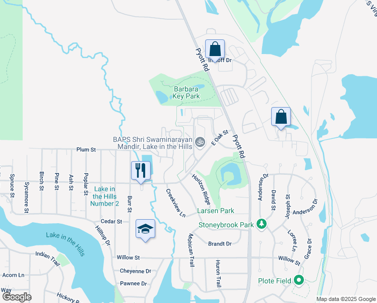 map of restaurants, bars, coffee shops, grocery stores, and more near 1301 Cunat Court in Lake in the Hills
