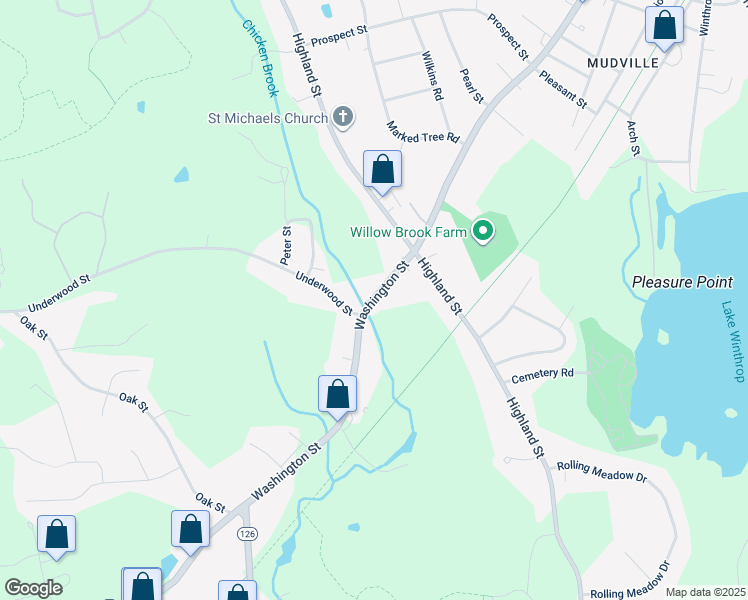 map of restaurants, bars, coffee shops, grocery stores, and more near 1153 Washington Street in Holliston