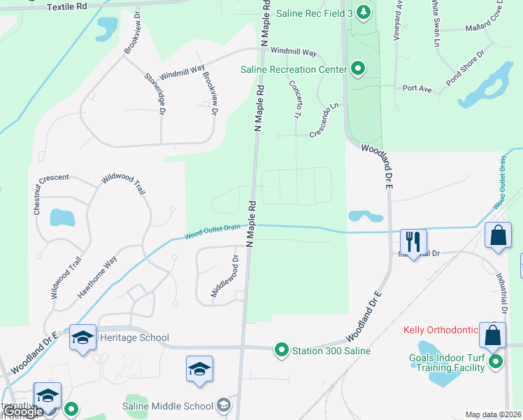 map of restaurants, bars, coffee shops, grocery stores, and more near in Pittsfield Charter Township