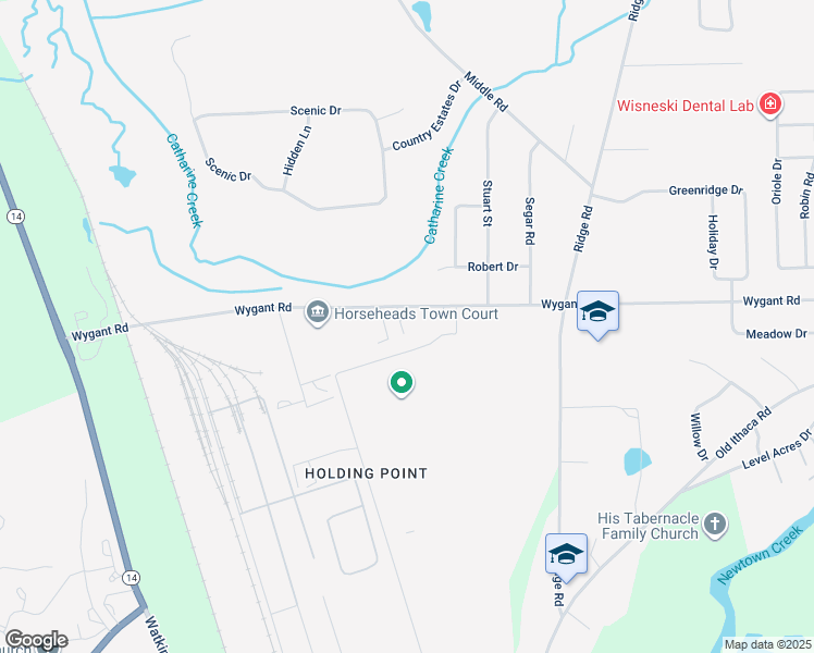 map of restaurants, bars, coffee shops, grocery stores, and more near 170 Wygant Road in Horseheads