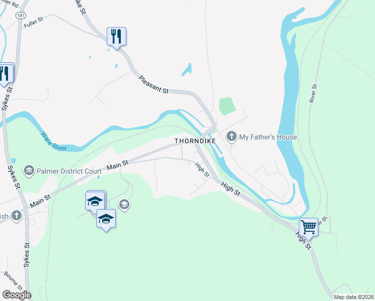 map of restaurants, bars, coffee shops, grocery stores, and more near 4115-4117 High Street in Palmer