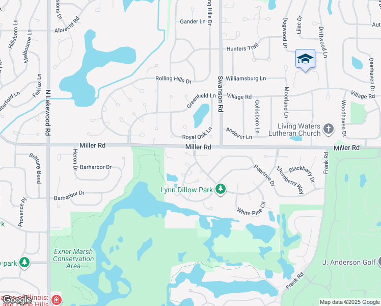 map of restaurants, bars, coffee shops, grocery stores, and more near 1 Hollyhock Court in Lake in the Hills