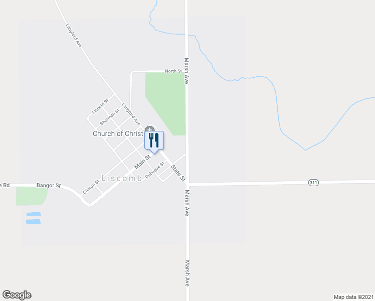map of restaurants, bars, coffee shops, grocery stores, and more near 1144 Marsh Avenue in Liscomb