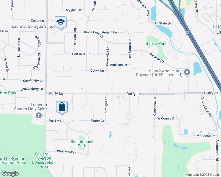 map of restaurants, bars, coffee shops, grocery stores, and more near 2880 Duffy Lane in Riverwoods