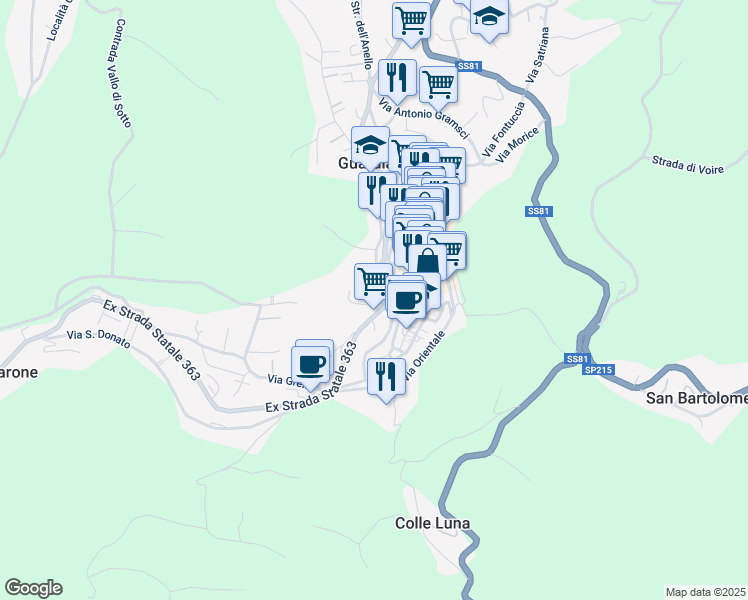 map of restaurants, bars, coffee shops, grocery stores, and more near in Guardiagrele