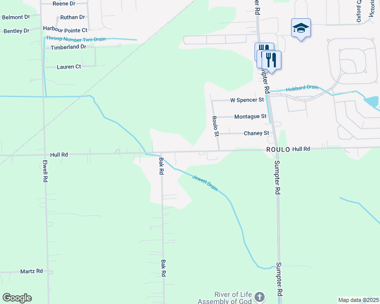 map of restaurants, bars, coffee shops, grocery stores, and more near 1182 Roulo Street in Belleville