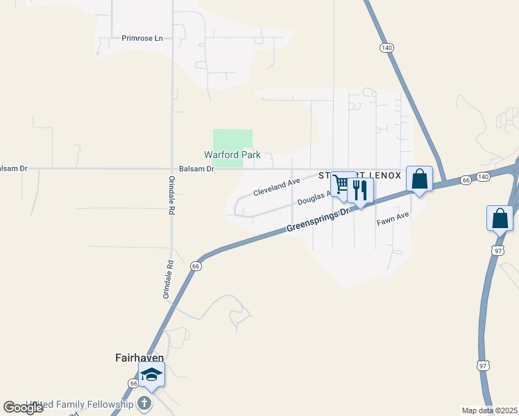 map of restaurants, bars, coffee shops, grocery stores, and more near 4642 Cleveland Avenue in Klamath Falls