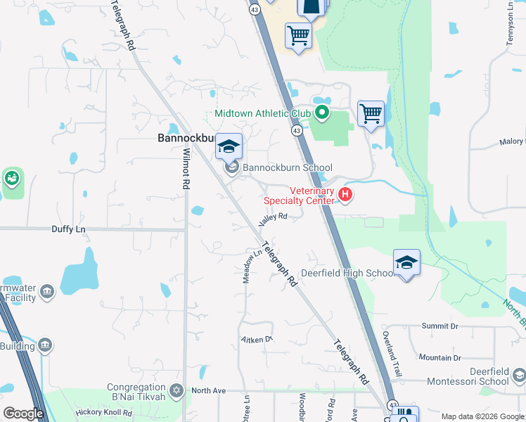 map of restaurants, bars, coffee shops, grocery stores, and more near 2040 Stirling Road in Bannockburn