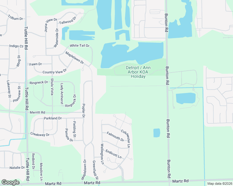 map of restaurants, bars, coffee shops, grocery stores, and more near 9630 Woodland Court in Ypsilanti