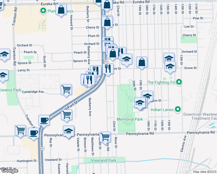 map of restaurants, bars, coffee shops, grocery stores, and more near 4221 Quarry Road in Wyandotte
