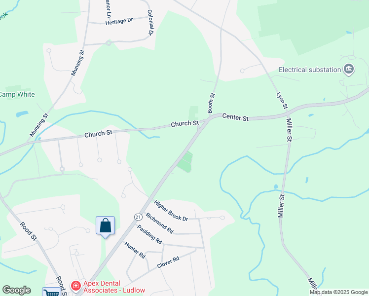 map of restaurants, bars, coffee shops, grocery stores, and more near 830 Massachusetts 21 in Ludlow