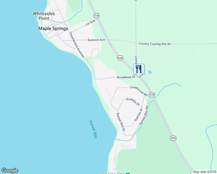 map of restaurants, bars, coffee shops, grocery stores, and more near 5464 Crestwood Road in Bemus Point