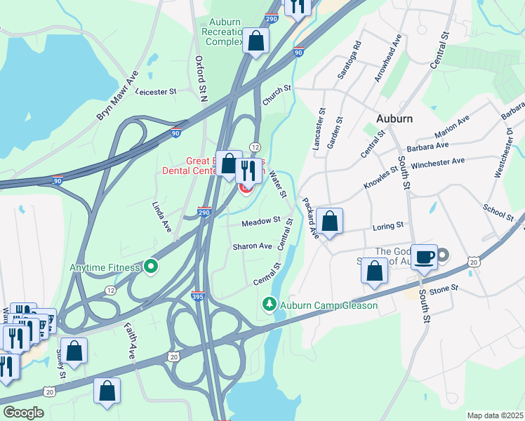 map of restaurants, bars, coffee shops, grocery stores, and more near 401 Heritage Lane in Auburn