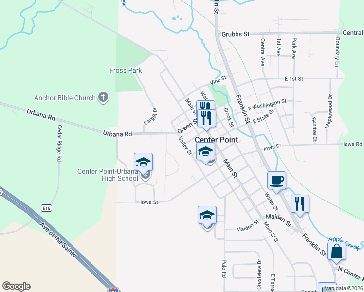 map of restaurants, bars, coffee shops, grocery stores, and more near 819 Valley Street in Center Point