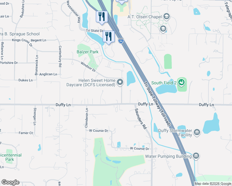 map of restaurants, bars, coffee shops, grocery stores, and more near 2280 Woodland Lane North in Riverwoods