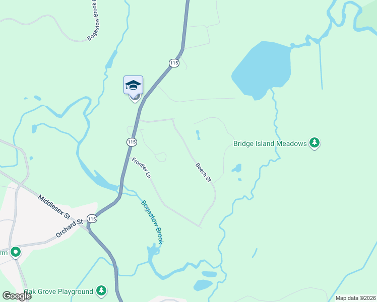 map of restaurants, bars, coffee shops, grocery stores, and more near 50 Beech Street in Millis