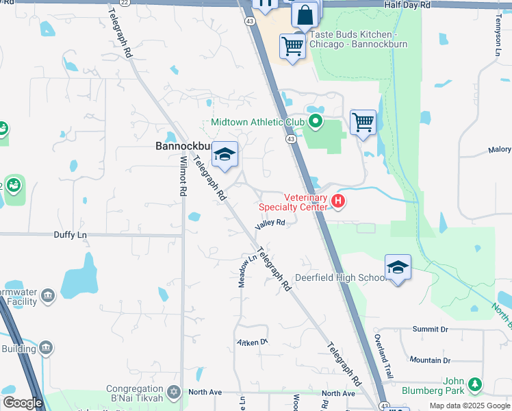 map of restaurants, bars, coffee shops, grocery stores, and more near 2040 Stirling Road in Bannockburn