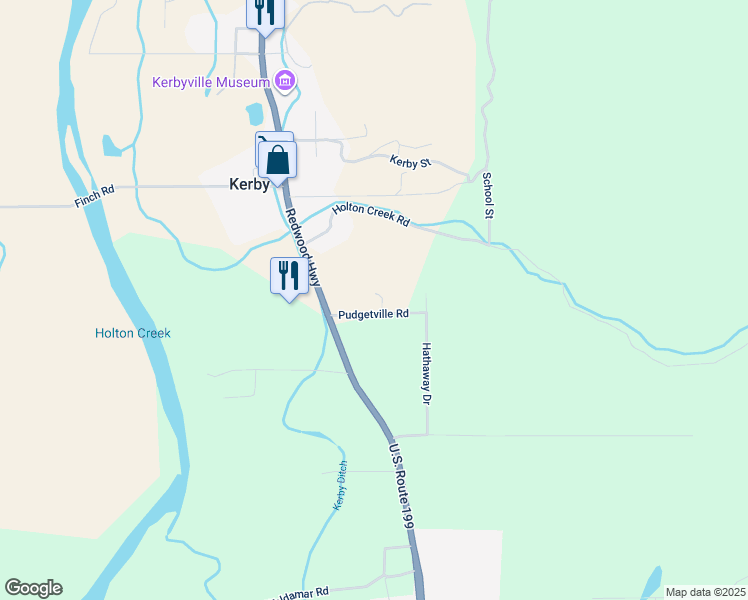 map of restaurants, bars, coffee shops, grocery stores, and more near 108A Pudgetville Road in Kerby