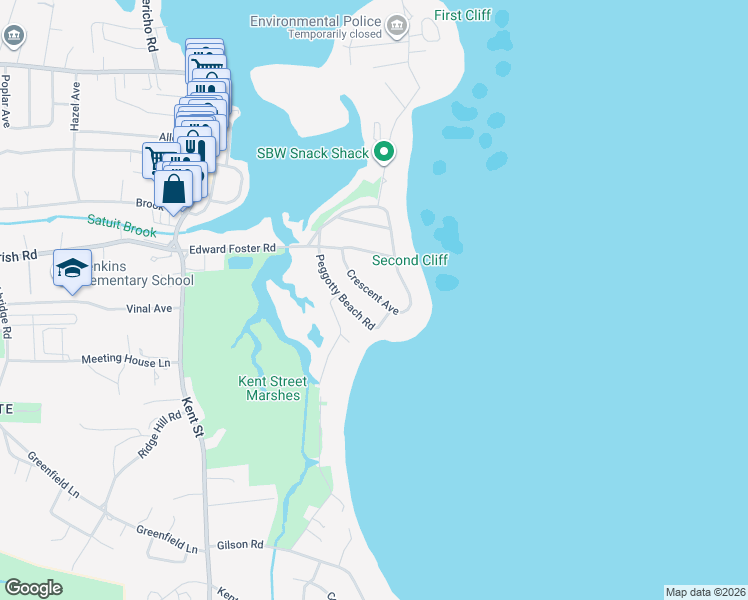 map of restaurants, bars, coffee shops, grocery stores, and more near 28 Crescent Avenue in Scituate
