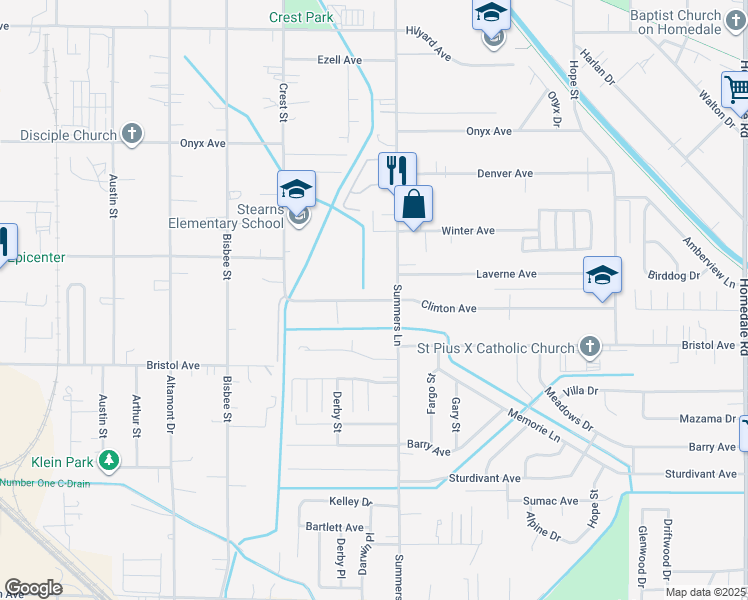 map of restaurants, bars, coffee shops, grocery stores, and more near 4018 Clinton Avenue in Klamath Falls