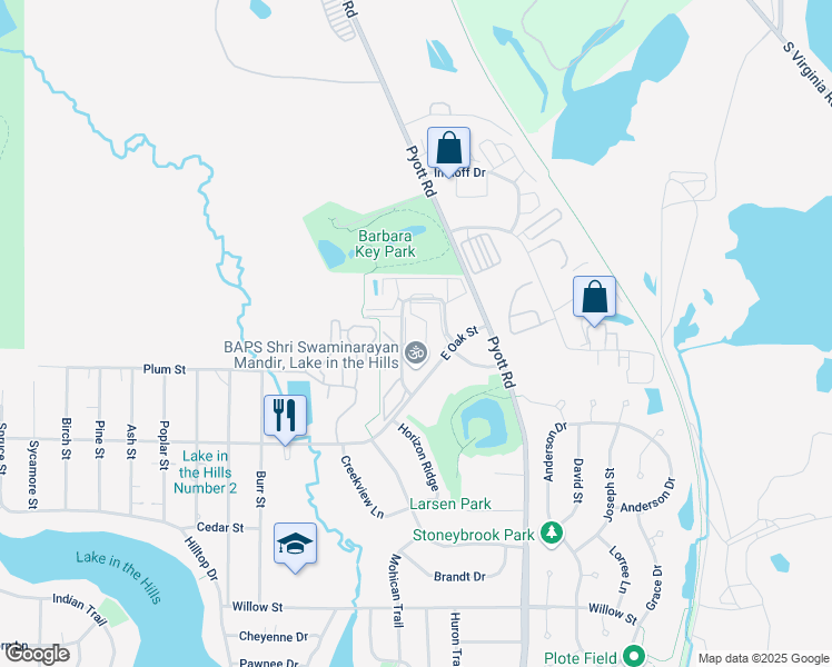 map of restaurants, bars, coffee shops, grocery stores, and more near 1334 Cunat Court in Lake in the Hills