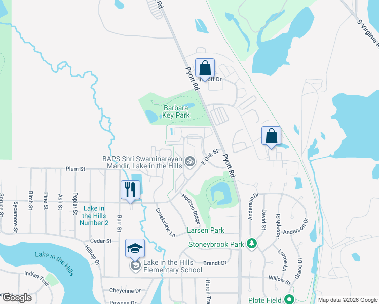 map of restaurants, bars, coffee shops, grocery stores, and more near 1334 Cunat Court in Lake in the Hills