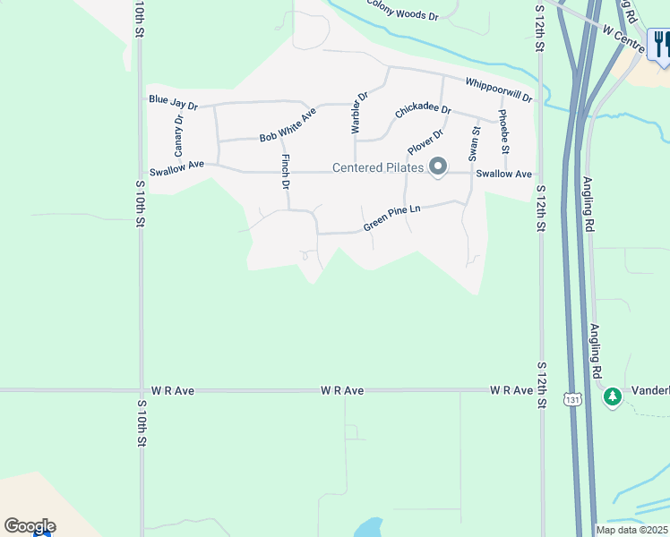 map of restaurants, bars, coffee shops, grocery stores, and more near 5530 Blue Spruce Lane in Kalamazoo