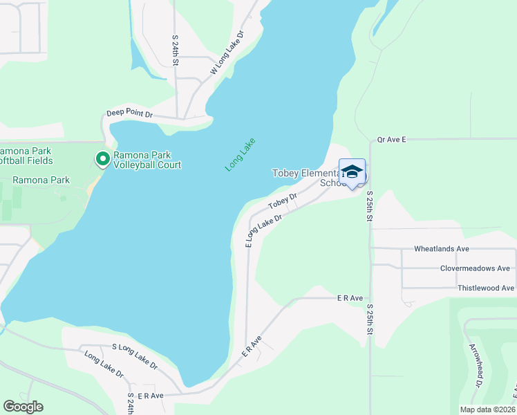 map of restaurants, bars, coffee shops, grocery stores, and more near 8726 East Long Lake Drive in Scotts