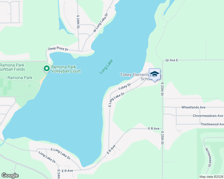 map of restaurants, bars, coffee shops, grocery stores, and more near 8726 East Long Lake Drive in Scotts