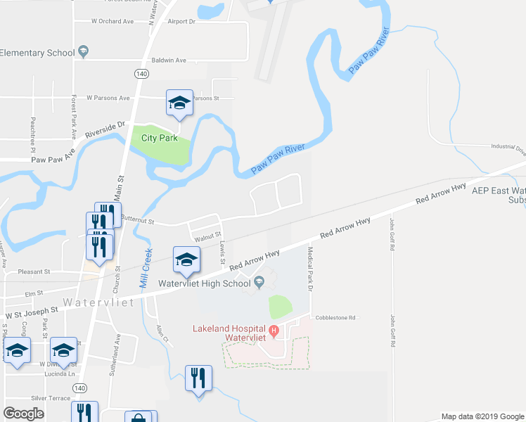 map of restaurants, bars, coffee shops, grocery stores, and more near 500 Lost Oak Lane in Watervliet