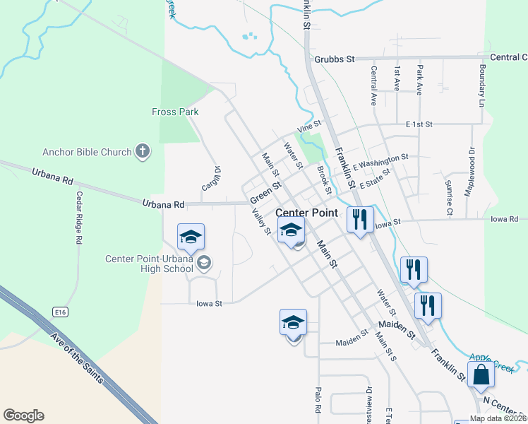 map of restaurants, bars, coffee shops, grocery stores, and more near 819 Valley Street in Center Point