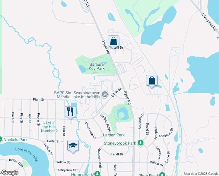 map of restaurants, bars, coffee shops, grocery stores, and more near 1371 Cunat Court in Lake in the Hills