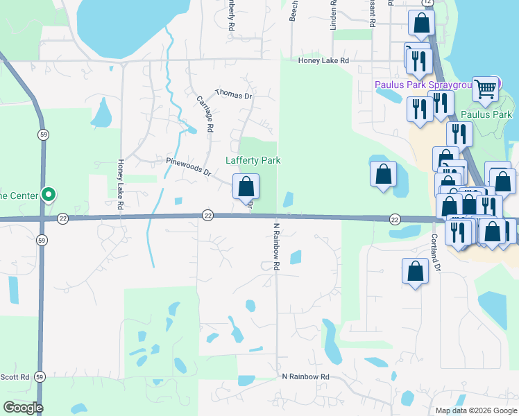 map of restaurants, bars, coffee shops, grocery stores, and more near 91 Hewes Dr in North Barrington