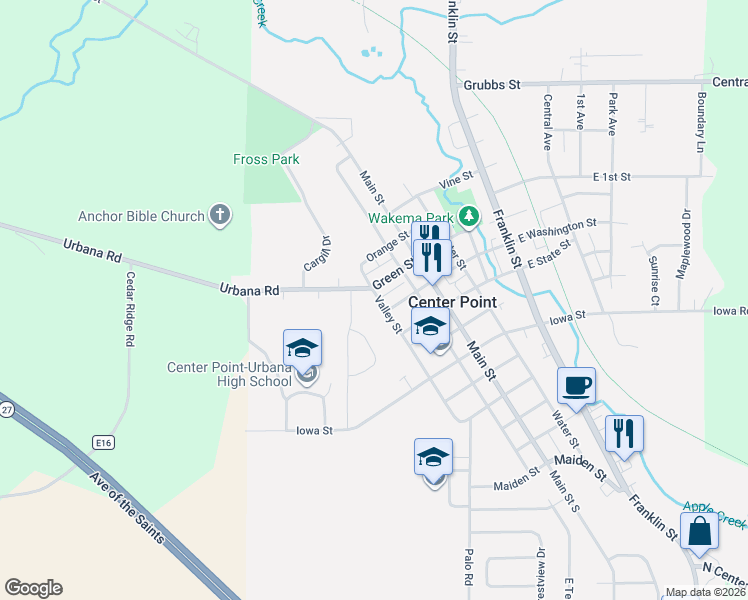 map of restaurants, bars, coffee shops, grocery stores, and more near 819 Valley Street in Center Point