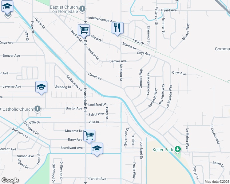 map of restaurants, bars, coffee shops, grocery stores, and more near 5776 Harlan Drive in Klamath Falls