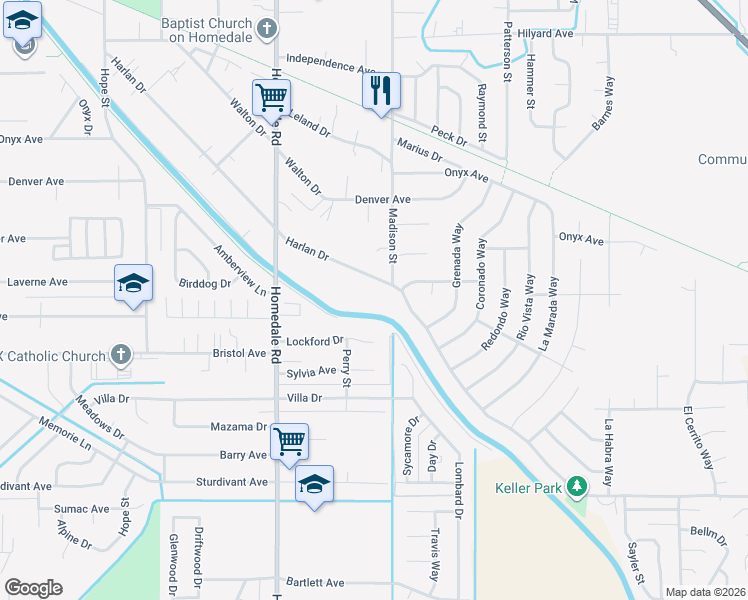 map of restaurants, bars, coffee shops, grocery stores, and more near 5776 Harlan Drive in Klamath Falls