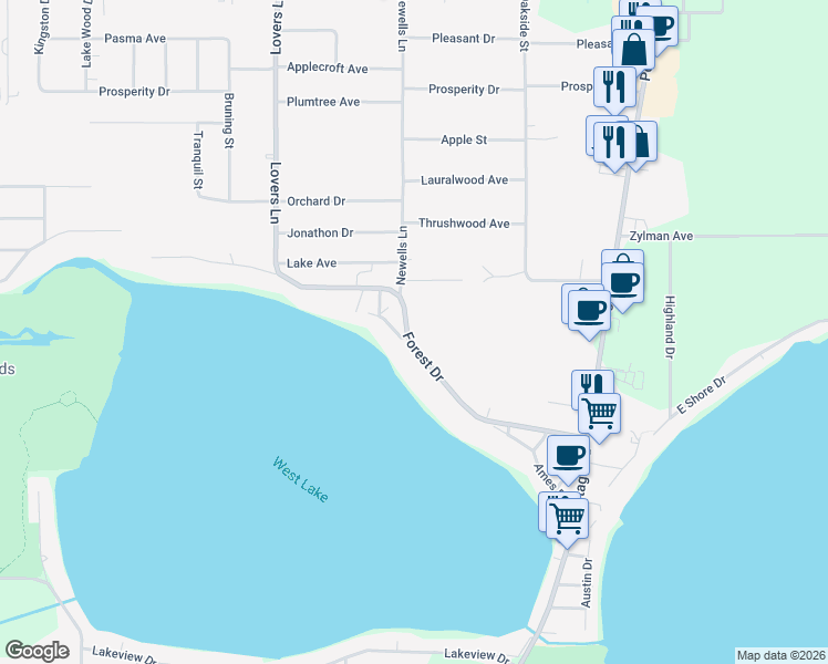 map of restaurants, bars, coffee shops, grocery stores, and more near 1803 Forest Drive in Portage