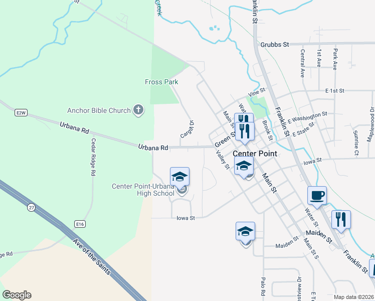 map of restaurants, bars, coffee shops, grocery stores, and more near 140 Green Street in Center Point