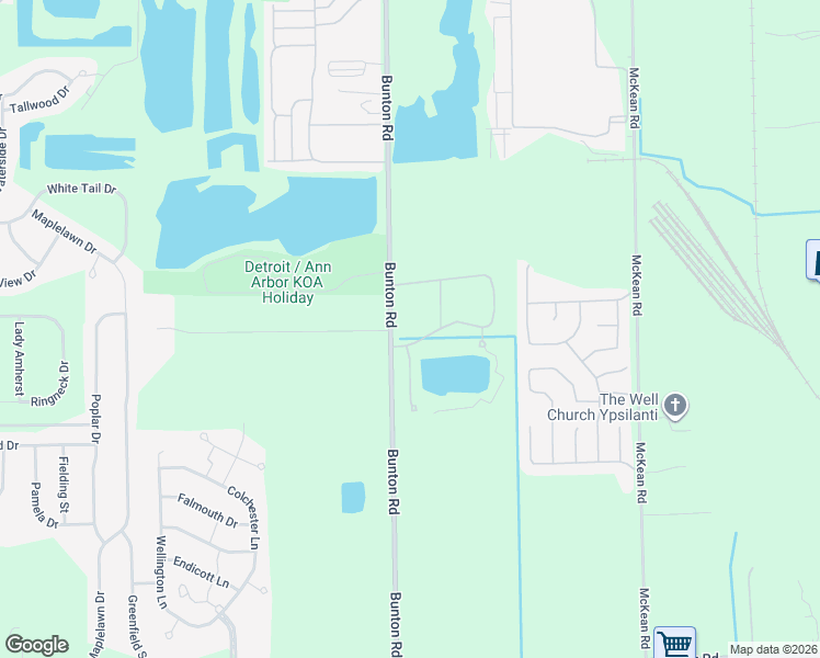 map of restaurants, bars, coffee shops, grocery stores, and more near 6870 Bunton Road in Ypsilanti