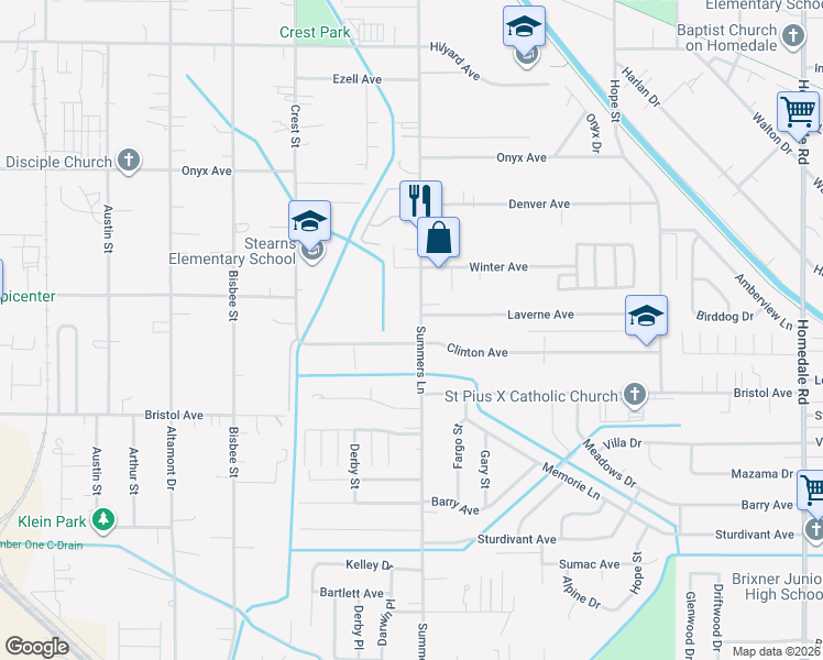 map of restaurants, bars, coffee shops, grocery stores, and more near 3854 Summers Lane in Klamath Falls