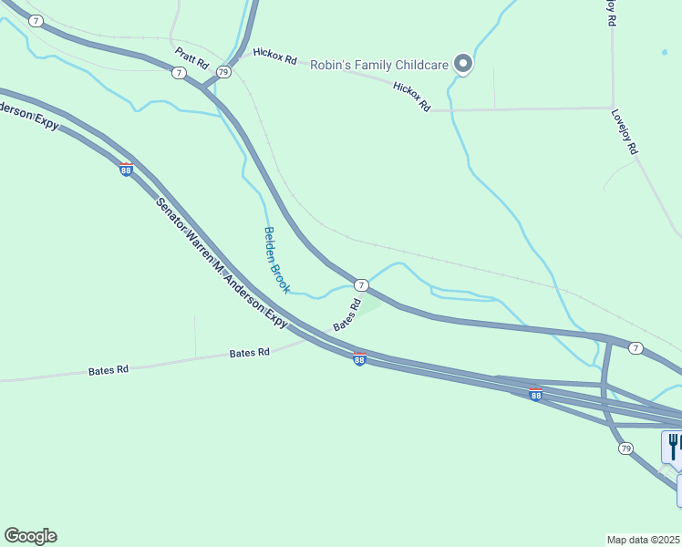map of restaurants, bars, coffee shops, grocery stores, and more near New York 79 in Harpursville