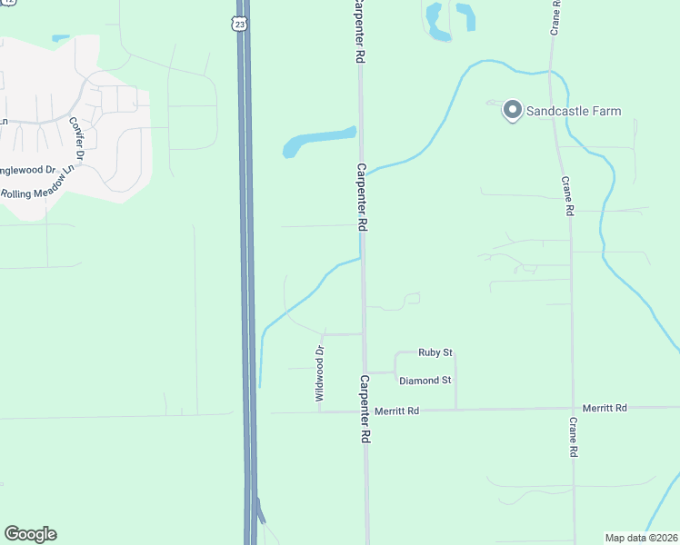 map of restaurants, bars, coffee shops, grocery stores, and more near 6580 Carpenter Road in Ypsilanti