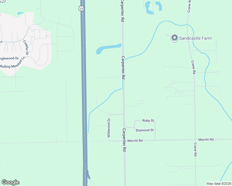 map of restaurants, bars, coffee shops, grocery stores, and more near 6580 Carpenter Road in Ypsilanti